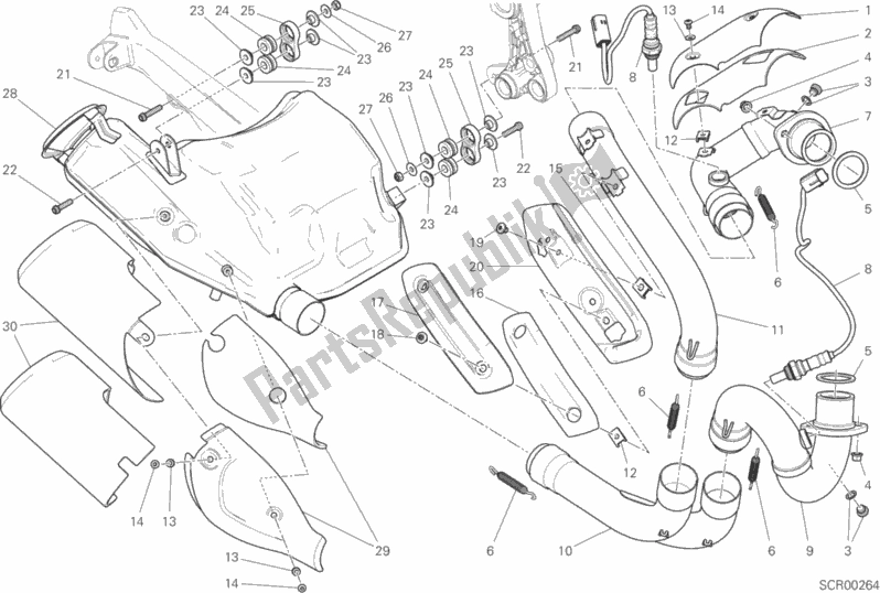 Tutte le parti per il Impianto Di Scarico del Ducati Monster 797 Thailand USA 2019